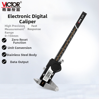 Victor VC5150 séria elektronický digitálny posuvné meradlo, nerezová oceľ, rozlíšenie 0.01 mm / 0.0005 in, opakovateľnosť 0.01 mm, rozsahy 0-150 mm/6 in; 0-200 mm/8 in; 0-300 mm/12 in