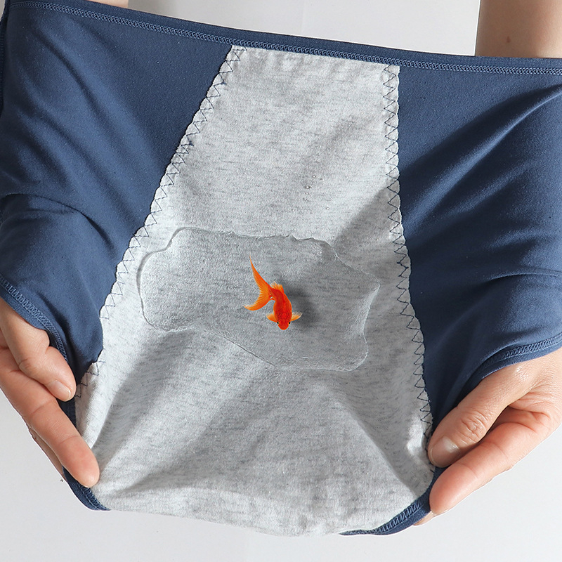 Ženske menstrualne gaćice s visokim strukom; glavni materijal: 95% pamuk; podstava područja intimne zone: 100% pamuk; pletena tkanina.