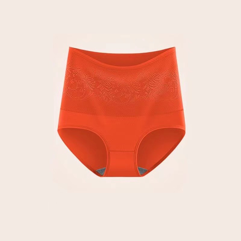 Női pamutból készült magas derekú fehérnemű menstruációhoz, jacquard virágos mintával, csípőemelés és hasi támasz