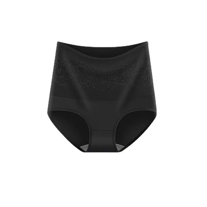 Női pamutból készült magas derekú fehérnemű menstruációhoz, jacquard virágos mintával, csípőemelés és hasi támasz