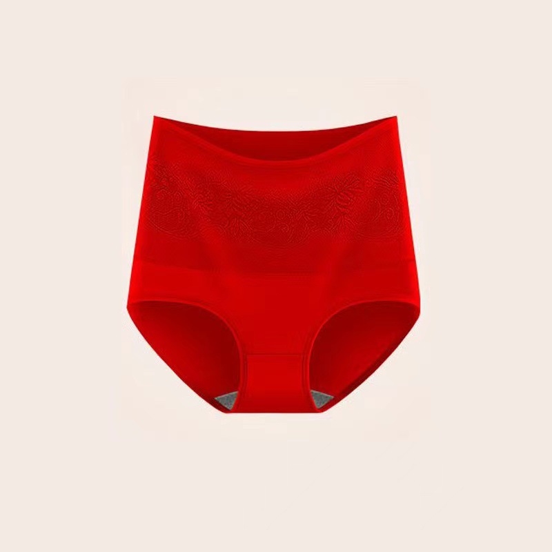 Női pamutból készült magas derekú fehérnemű menstruációhoz, jacquard virágos mintával, csípőemelés és hasi támasz