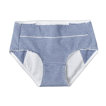 Lenjerie menstruală pentru femei, model dungat, talie medie, respirabilă, anti-scurgeri, material din bumbac