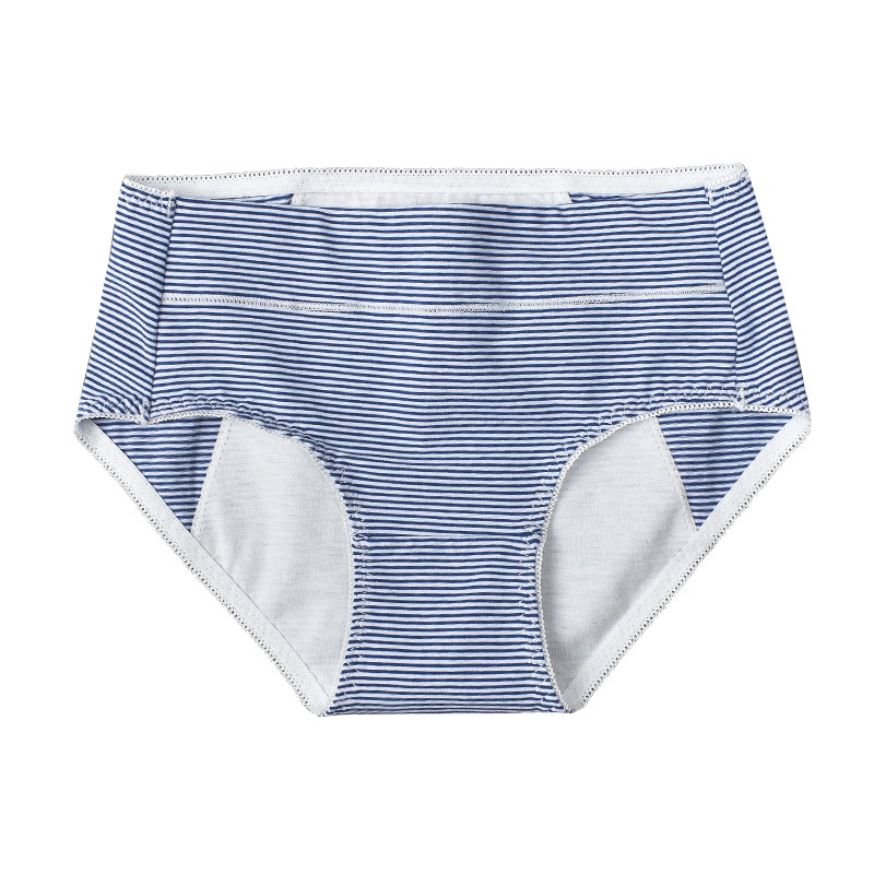 Lenjerie menstruală pentru femei, model dungat, talie medie, respirabilă, anti-scurgeri, material din bumbac