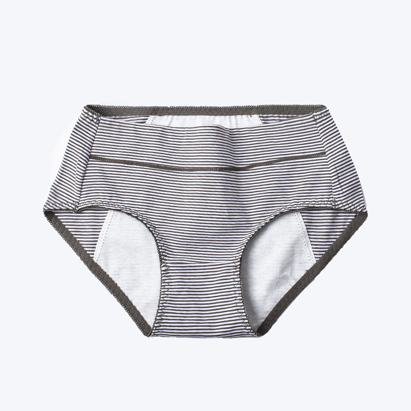 Lenjerie menstruală pentru femei, model dungat, talie medie, respirabilă, anti-scurgeri, material din bumbac
