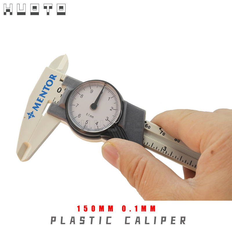 Пластмасов калипер с циферблат и часовник, обхват 150 мм, резолюция 0,1 мм