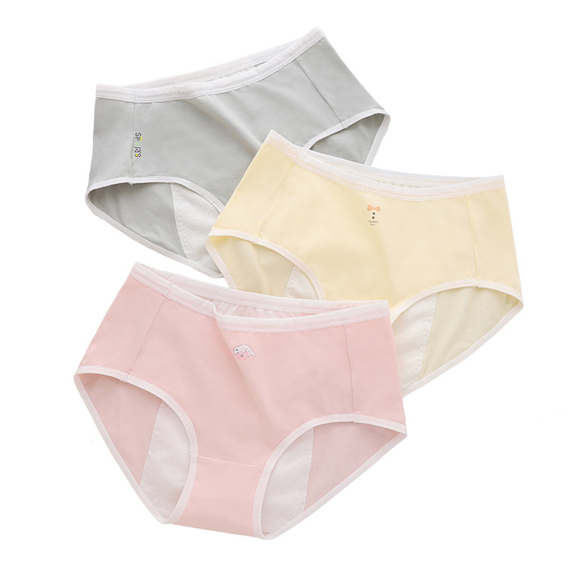 Lányoknak szánt fiziológiai alsónemű, középmagasságú derék, szivárgásmentes, lélegző pamutból, 100% pamut bélés