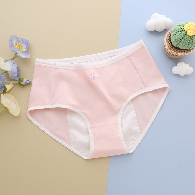 Lányoknak szánt fiziológiai alsónemű, középmagasságú derék, szivárgásmentes, lélegző pamutból, 100% pamut bélés