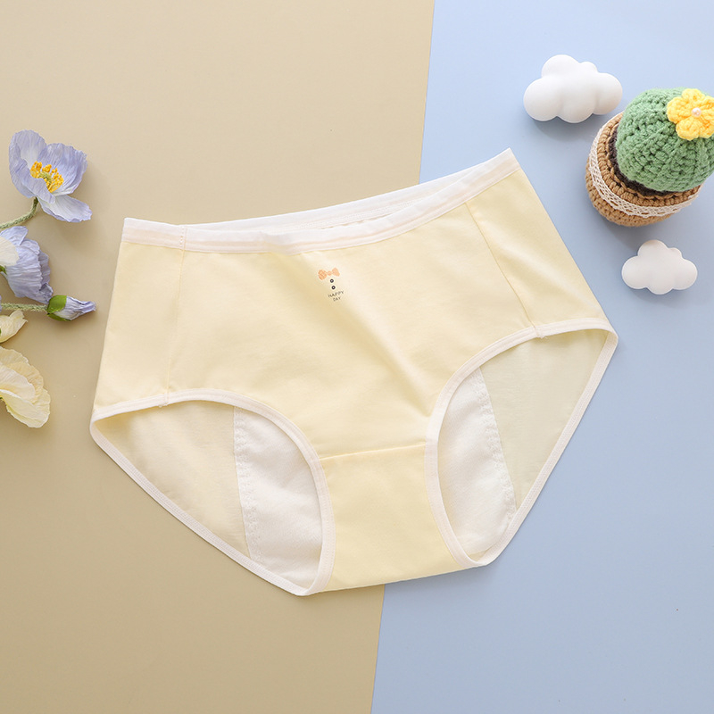 Lányoknak szánt fiziológiai alsónemű, középmagasságú derék, szivárgásmentes, lélegző pamutból, 100% pamut bélés