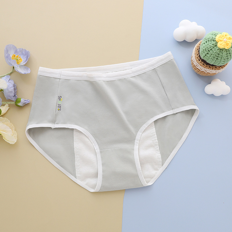 Lányoknak szánt fiziológiai alsónemű, középmagasságú derék, szivárgásmentes, lélegző pamutból, 100% pamut bélés