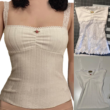 Top din dantelă, fără spate, croială Slim, Poliester 80-90% cu Bumbac <30%