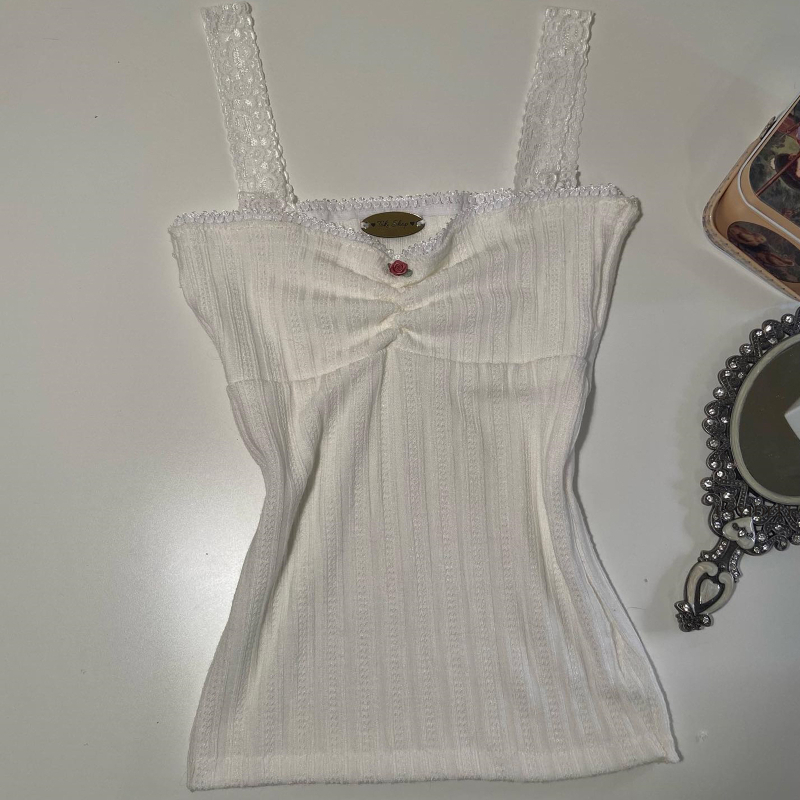 Top din dantelă, fără spate, croială Slim, Poliester 80-90% cu Bumbac <30%