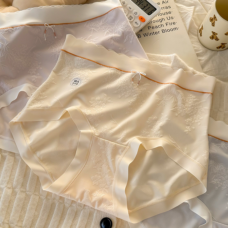 Ženske gaćice, plus veličina, srednji pojas, produženi međunožje, jacquard najlon, cvjetni uzorak