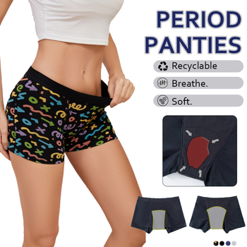 Printane ženske menstrualne gaćice s četiri sloja zaštite od curenja, 95% pamuk, srednji pojas
