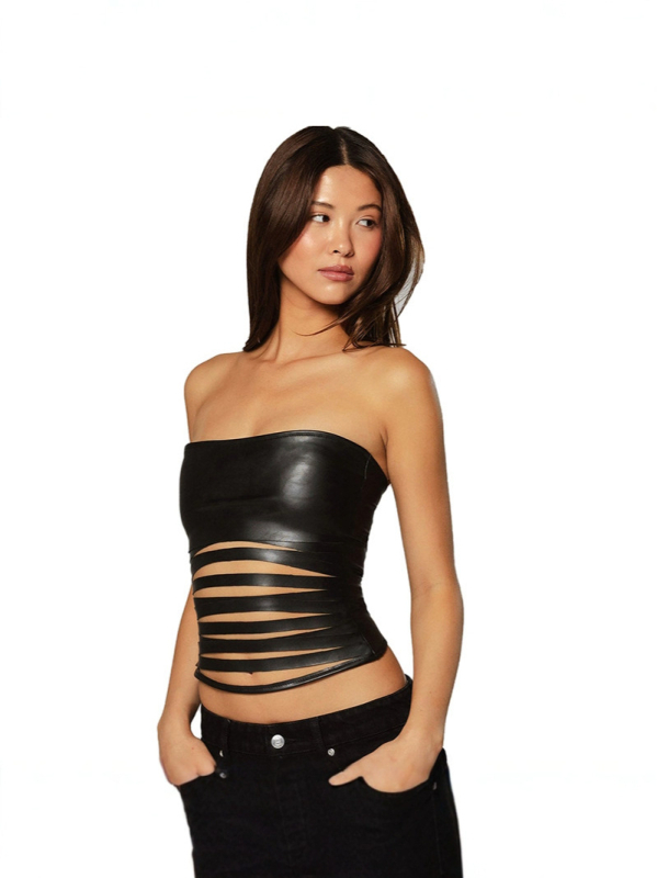 Top tubular fără bretele, croială slim, lungime foarte scurtă sub 40 cm, model 3D, material poliester