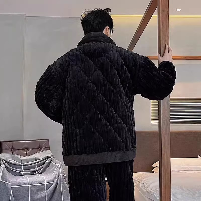 Flanel pidžama, casual stil kardigana, 100% poliester, ekstra debeli