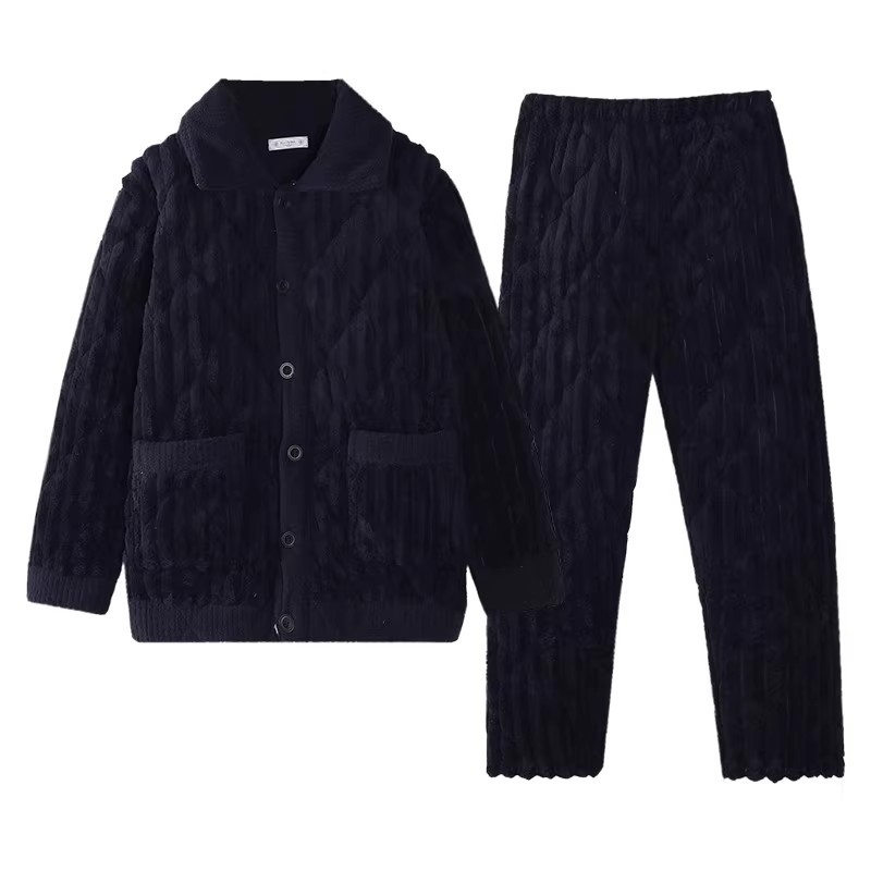 Flanel pidžama, casual stil kardigana, 100% poliester, ekstra debeli