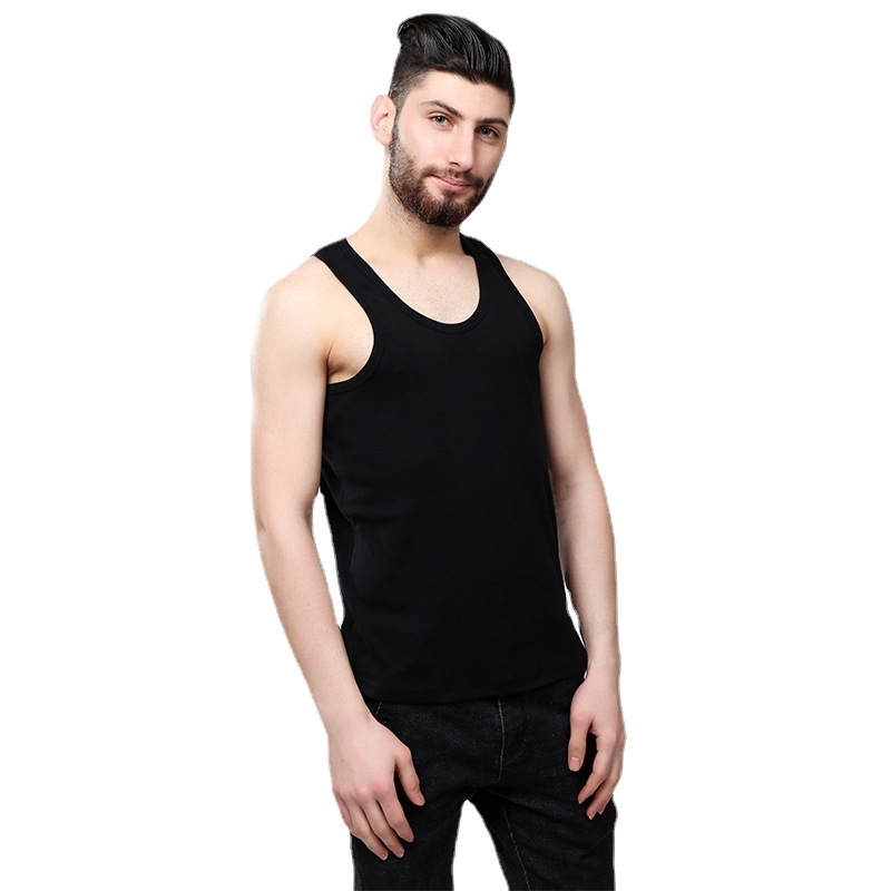 Muški pamučni vest s širokim ramenima, okrugli izrez, ležerni stil, srednja gustoća tkanine (161-180 g/m²)