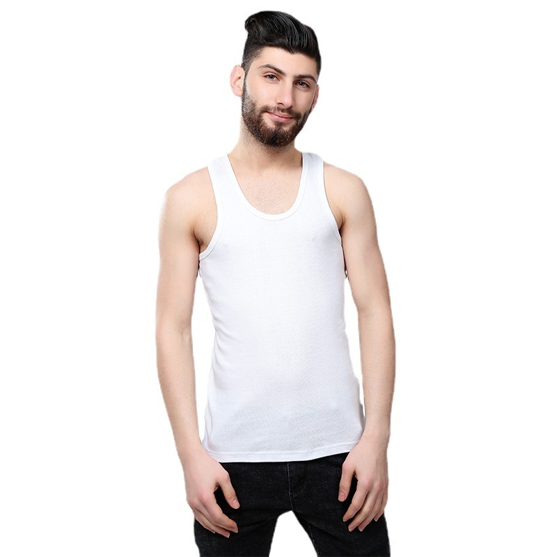 Muški pamučni vest s širokim ramenima, okrugli izrez, ležerni stil, srednja gustoća tkanine (161-180 g/m²)