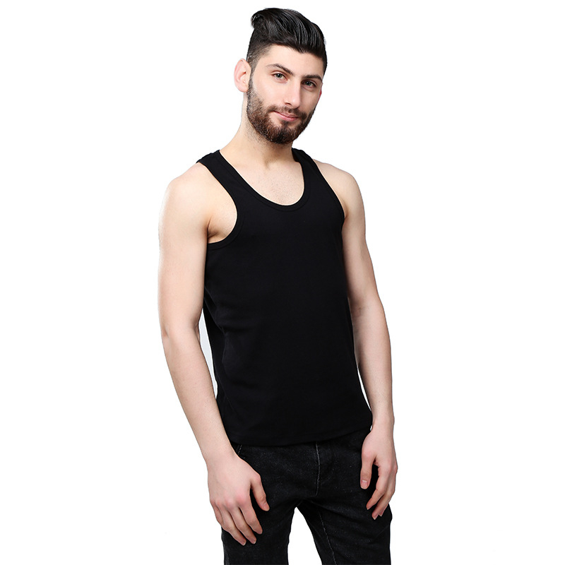 Muški pamučni vest s širokim ramenima, okrugli izrez, ležerni stil, srednja gustoća tkanine (161-180 g/m²)