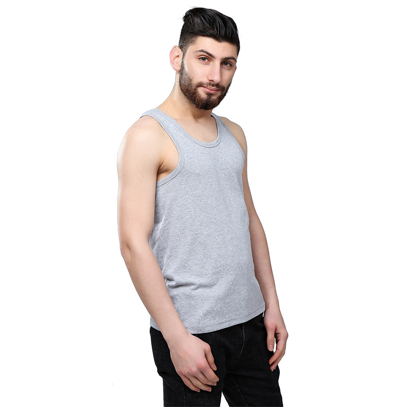 Muški pamučni vest s širokim ramenima, okrugli izrez, ležerni stil, srednja gustoća tkanine (161-180 g/m²)