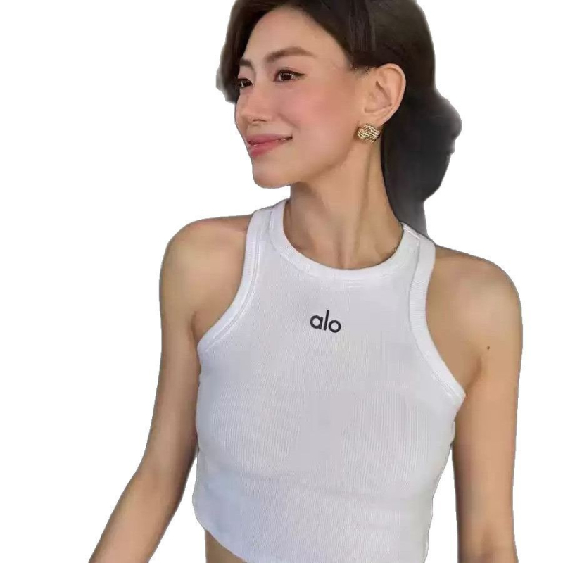 I-oblik bezrukavni top, slim-fit, ultra kratka duljina do 40 cm, pamuk 80–90%, tekstualni uzorak, za žene, casual sportski