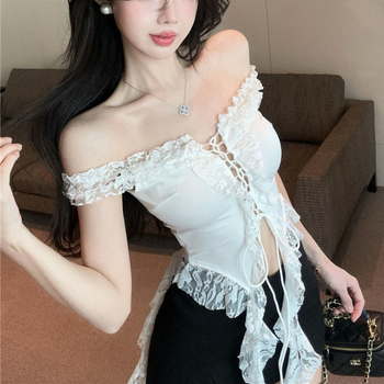 Nepravilan čipkasti top za žene, ljetni jednoručni top, tajlandski stil, prekrasan