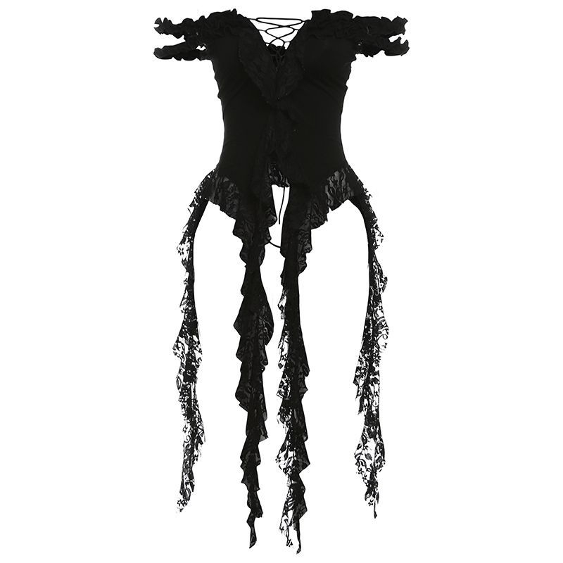 Nepravilan čipkasti top za žene, ljetni jednoručni top, tajlandski stil, prekrasan