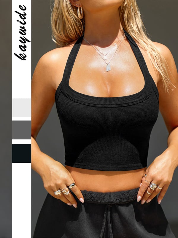 Ženski camisole top, uski kroj, pletena viskozna smjesa, visoka elastičnost, kratka duljina ≤40 cm, trake nisu odvojive, street hipster stil, ljeto 2025