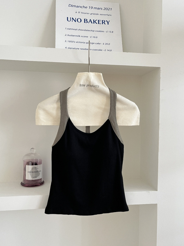 Halter top bez rukava, uski kroj, kratka duljina, mješavina rayon-cotton sa spandexom, književno retro stil