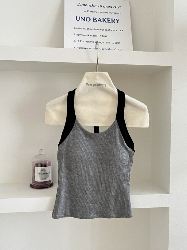 Halter top bez rukava, uski kroj, kratka duljina, mješavina rayon-cotton sa spandexom, književno retro stil