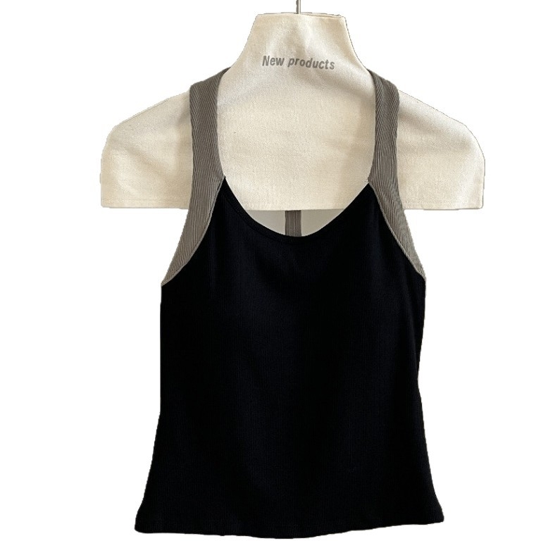 Halter top bez rukava, uski kroj, kratka duljina, mješavina rayon-cotton sa spandexom, književno retro stil