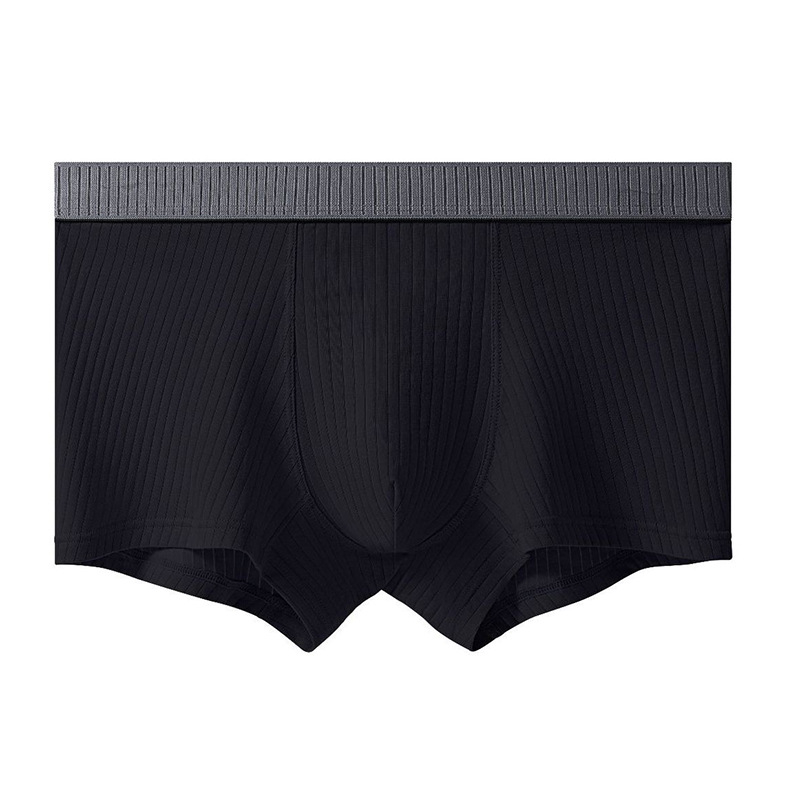 Boxeri bărbați din bumbac, tricot cu nervuri, 50s bumbac, talie medie, respirabili și antibacterieni