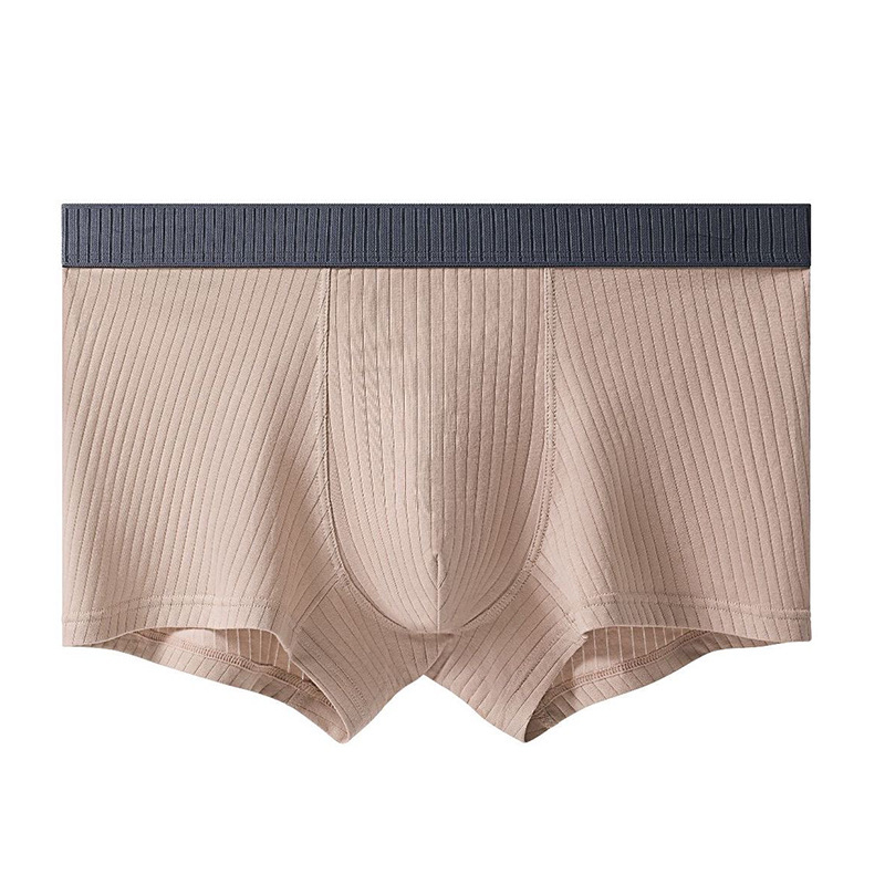 Boxeri bărbați din bumbac, tricot cu nervuri, 50s bumbac, talie medie, respirabili și antibacterieni