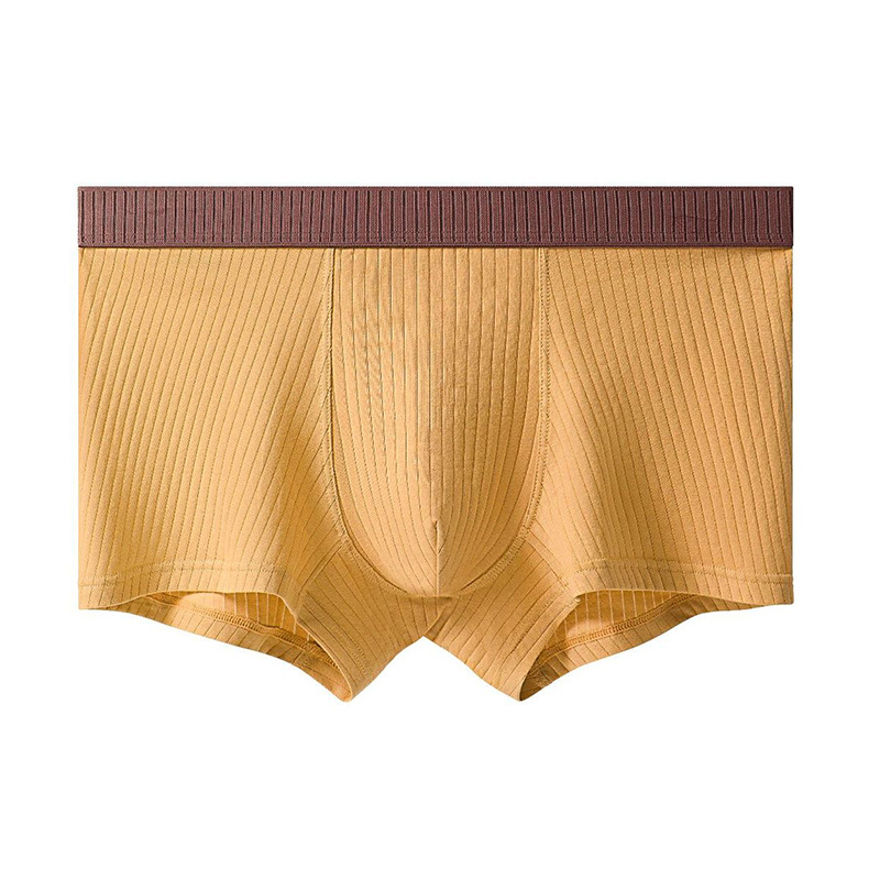 Boxeri bărbați din bumbac, tricot cu nervuri, 50s bumbac, talie medie, respirabili și antibacterieni