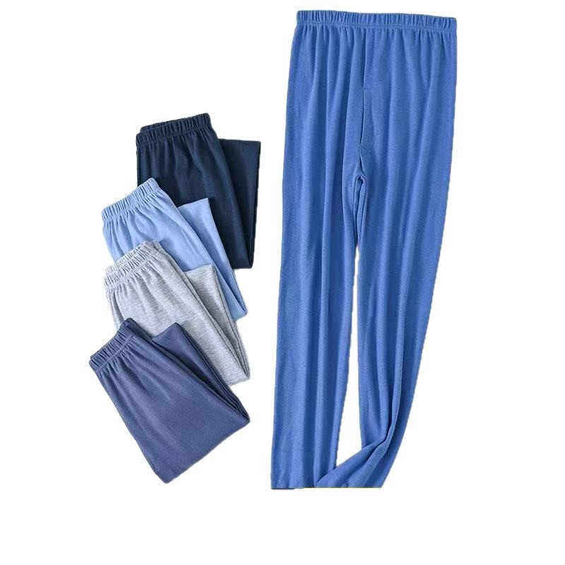 Мъжки термо панталони от 100% памук, плетени, свободна кройка, висока талия, дебел плат