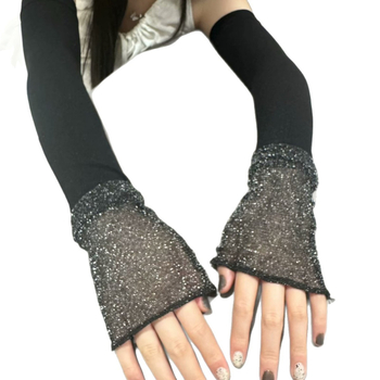 Ръкави за защита от слънце за жени, Ice Silk плат, Nylon основна материя, дантелени детайли, стил Френска ретро