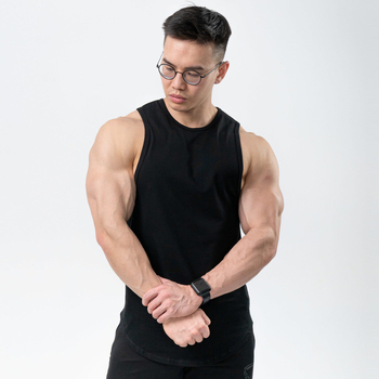 Vyrų medvilninė sportinė liemenė be rankovių, kvėpuojanti, su 5% elastanu