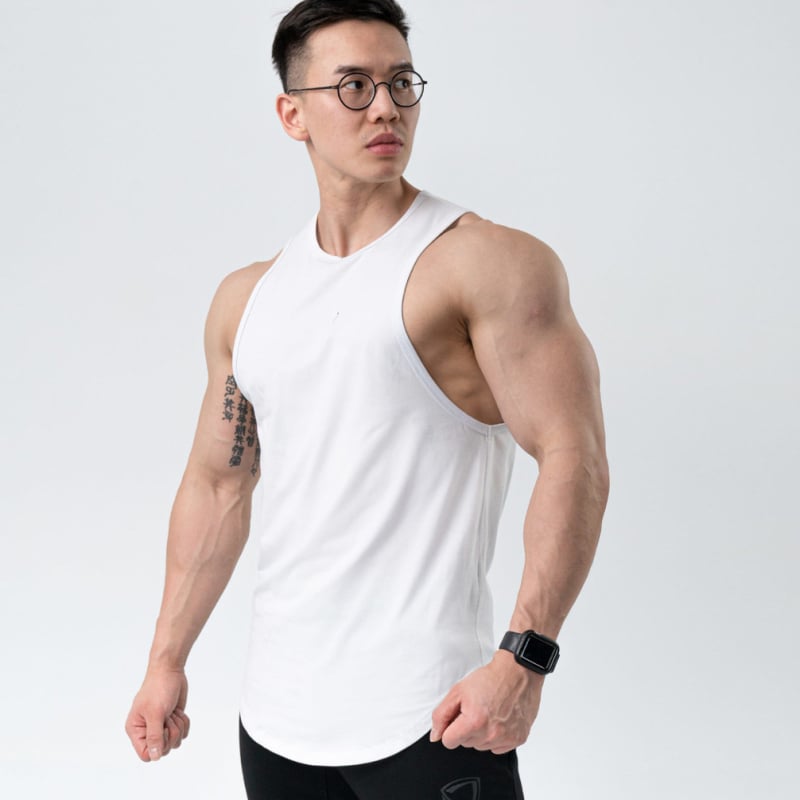 Vyrų medvilninė sportinė liemenė be rankovių, kvėpuojanti, su 5% elastanu