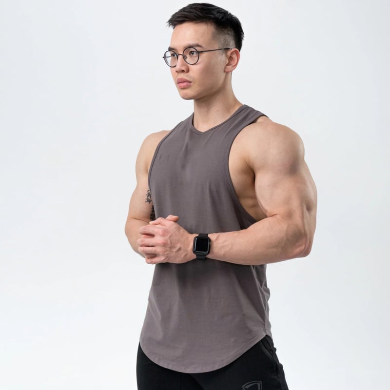 Vyrų medvilninė sportinė liemenė be rankovių, kvėpuojanti, su 5% elastanu