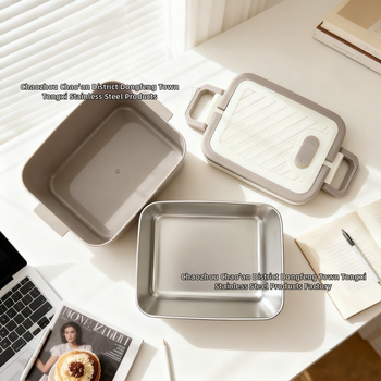 Kutija za ručak od 304 nerđajućeg čelika, izolirana, kvadratnog oblika, pogodna za mikrovalnu, kapacitet 800–1000 ml