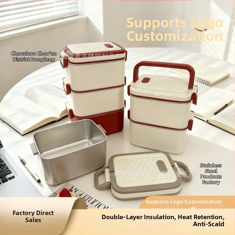 Kutija za ručak od 304 nerđajućeg čelika, izolirana, kvadratnog oblika, pogodna za mikrovalnu, kapacitet 800–1000 ml