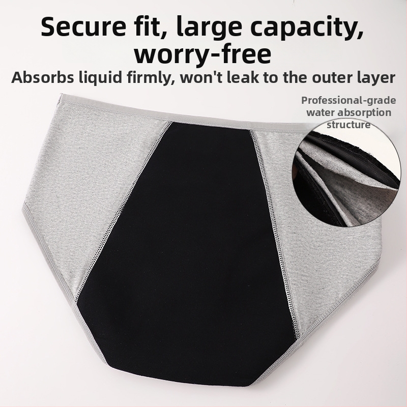Chiloți menstrual din bumbac, patru straturi anti-scurgere, respirabili și absorbante extrem de bune, talie medie