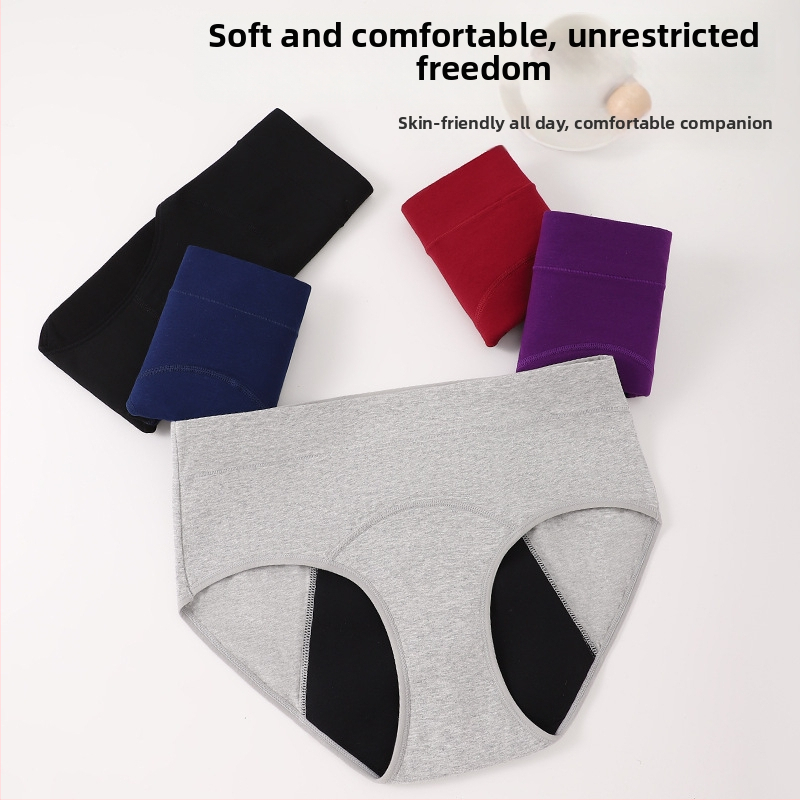 Chiloți menstrual din bumbac, patru straturi anti-scurgere, respirabili și absorbante extrem de bune, talie medie