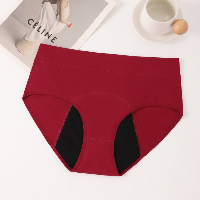 Chiloți menstrual din bumbac, patru straturi anti-scurgere, respirabili și absorbante extrem de bune, talie medie