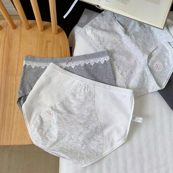 Pamuk žene gaćice za menstruaciju, prozračne i antibakterijske, Jacquard tkanina, srednja talija, podstava od viskoze