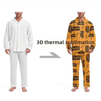 Halloween 3D muški pidžama set s reverom, gornji dio s dugim rukavima i hlače, udobna kućna odjeća, mješavina poliester-spandeks