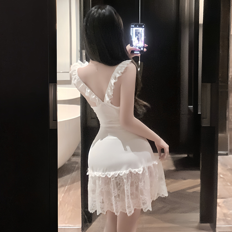 Camisole haljina s čipkastim patchworkom, duboki V-izrez, bez rukava, lagana poliester tkanina, prozračna i brzo se suši