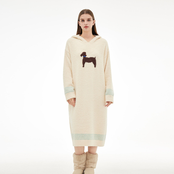 Ženska noćna haljina od polu-velura, duga, opušten kroj, duge rukave, 100% poliester, ženski stil, jesen zima