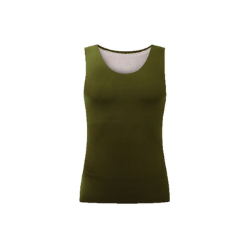 Самонагряваща велурена термална жилетка — акрилно влакно, дебело оплетено плетиво, U-образно деколте, защита за гърба и корема