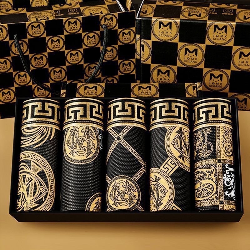 Mingshino muške prozračne bokserice crno-zlato boje, udobne i elegantne
